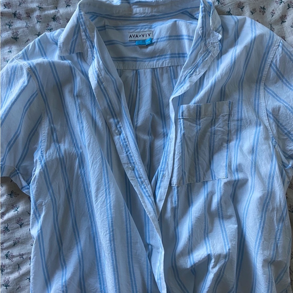 AVA & VIV Blue Striped Men's Shirt